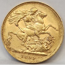 AUSTRALIA 1899 . ONE 1 SOVEREIGN . PERTH . GOLD